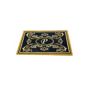 2' x 3' Outdoor Tri-Color Monogram Initial Coir Doormat P Initial